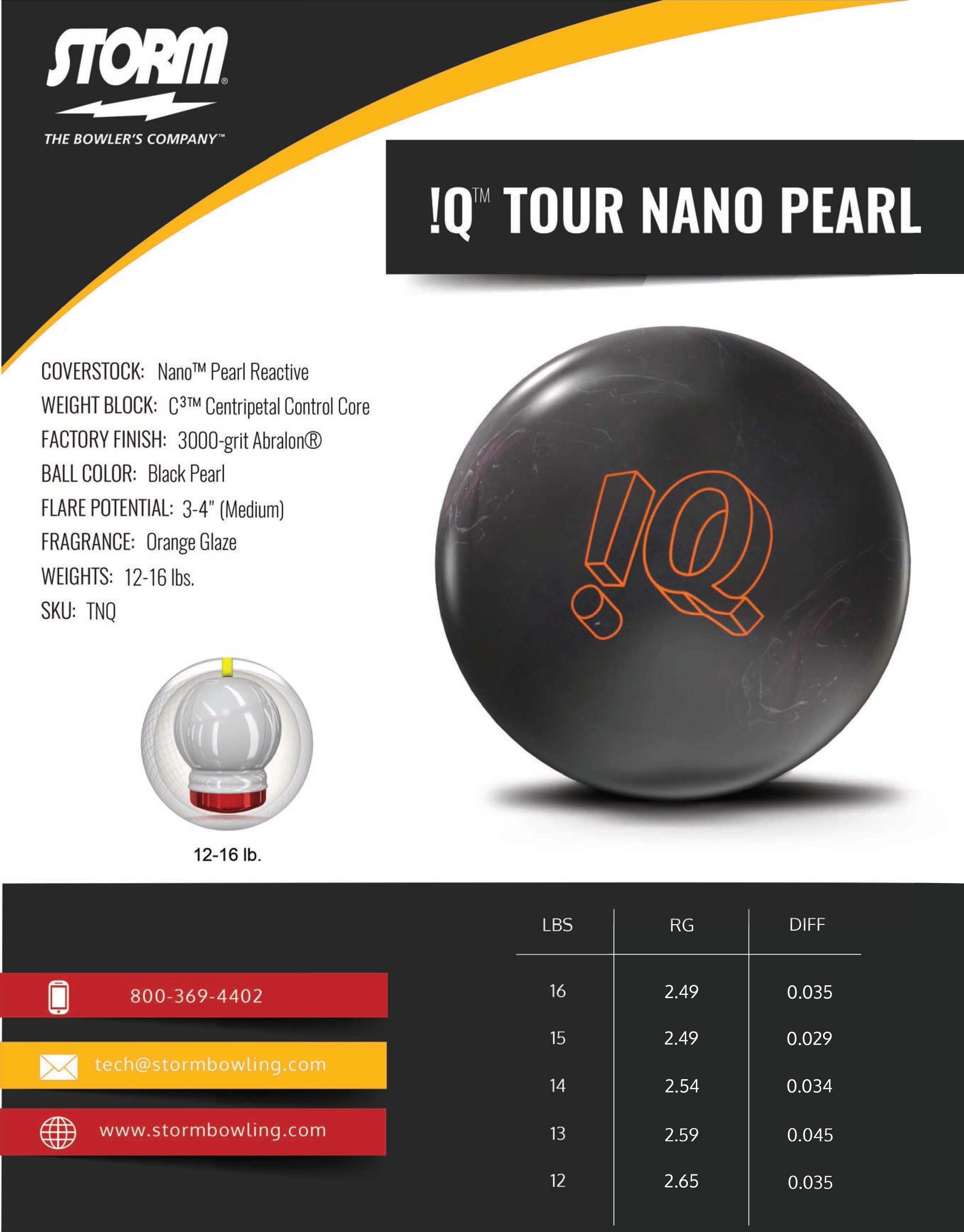 !Q Tour Nano Pearl Storm Bowling Ball IQ CLOSEOUT SALE